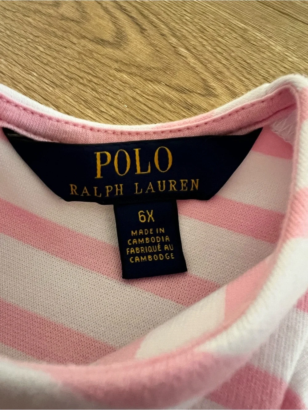 Polo Ralph Lauren Girls Pink and White Striped Flutter-Sleeve Dress Size 6X